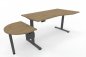 Preview: PC-Schreibtisch 180 cm elektrisch höhenverstellbar mit Anbautisch 60 cm Tischplatte Asteiche Gestell Grafit