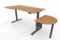 Preview: PC-Schreibtisch 180 cm elektrisch höhenverstellbar mit Anbautisch 60 cm Tischplatte Buche Gestell Garfit