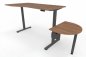 Preview: PC-Schreibtisch 180 cm elektrisch höhenverstellbar mit Anbautisch 60 cm Tischplatte Nussbaum Gestell Grafit