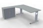 Preview: PC-Schreibtisch links mit Rollladenschrank Lichtgrau