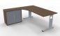 Preview: PC-Schreibtisch links mit Rollladenschrank Nussbaum