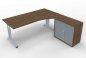 Preview: PC-Schreibtisch rechts mit Rollladenschrank Nussbaum