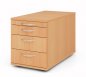 Preview: Rollcontainer 80 cm tief Schubladen mit Bogengriffe Buche