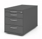 Preview: Rollcontainer 80 cm tief Schubladen mit Bogengriffe Grafit