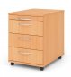 Preview: Rollcontainer Klassik Schubladen Bogengriffe Buche