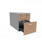 Preview: Rollcontainer Mega 800 mm tief mit Hängeregister Lichtgrau-Buche