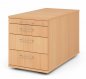 Preview: Rollcontainer Multi 80 cm tief 3 Schubladen Dekor Buche Bügelgriffe