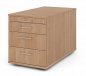 Preview: Rollcontainer Multi 80 cm tief 3 Schubladen Dekor Nussbaum Bügelgriffe