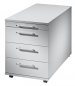 Preview: Rollcontainer Multi 80 cm tief mit 3 Schubladen Lichtgrau