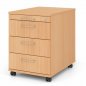 Preview: Rollcontainer Multi mit 3 Schubladen Dekor Buche Bügelgriffe