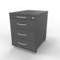 Preview: Rollcontainer Multi 3 Schubladen Bogengriffe Grafit