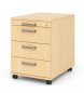 Preview: Rollcontainer Multi 3 Schubladen Streifengriffe Ahorn