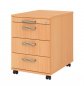 Preview: Rollcontainer Multi 3 Schubladen Streifengriffe Buche
