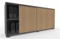 Preview: Schiebetürenschrank Master 160 cm breit 2 Ordnerhöhen Korpus Grafit Türen Eiche