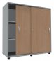 Preview: Schiebetürenschrank TEN 3 OH, 120 cm Lichtgrau/Buche