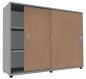 Preview: Schiebetürenschrank TEN 3 OH, 160 cm Lichtgrau/Buche