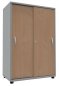Preview: Schiebetürenschrank 3 OH, 80 cm Lichtgrau/Buche