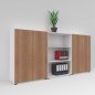 Preview: Schrankwand Basis K4 Weiss-Nussbaum