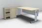Preview: Schreibtisch Mega 180 cm mit Anstellschrank und Blende Ahorn