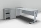 Preview: Schreibtisch Mega 180 cm mit Anstellschrank und Blende Lichtgrau