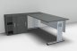 Preview: Schreibtisch Mega 180 cm mit Anstellschrank und Blende Onyx-Grau