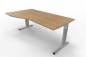 Preview: Schreibtisch Offenbach Freiform 180 cm Gestell Silber Tischplatte Eiche