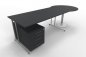 Preview: Schreibtisch Artline mit Beratertisch und Rollcontainer Anthrazit