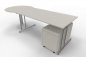 Preview: Schreibtisch Artline mit Beratertisch und Rollcontainer Weiß