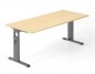 Preview: Schreibtisch Offenbach 180 cm Grafit Ahorn