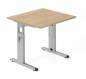 Preview: Schreibtisch Offenbach 80 cm Silber Eiche