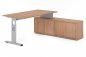 Preview: Schreibtisch OSB mit Sideboard Gestell Silber Dekor Nussbaum