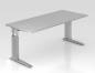 Preview: Schreibtisch Unna 180 cm Silber Lichtgrau