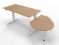 Preview: Schreibtisch elekrtisch höhenverstellbar XBM11 mit Beraterplatz 243x102 cm Eiche Gestell Weiß