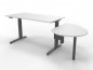 Preview: Schreibtisch elektrisch höhenverstellbar XBM11 mit Beraterplatz 243x102 cm Weiss Gestell Grafit