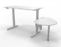 Preview: Schreibtisch elektrisch höhenverstellbar XBM11 mit Beraterplatz 243x102 cm Weiss Gestell Silber