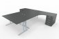 Preview: Schreibtisch-Arbeitsplatz T60 für 3 Personen Onyx-Grau