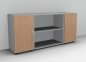 Preview: Sideboard Mega 3teilig 2 Ordnerhöhen Lichtgrau-Buche
