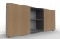 Preview: Sideboard mit Schiebetüren 2 Ordnerhöhen 160 cm breit Grafit-Eiche
