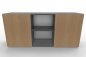 Preview: Sideboard mit Schiebetüren 2 Ordnerhöhen 160 cm breit Grafit-Eiche