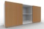 Preview: Sideboard mit Schiebetüren 2 Ordnerhöhen 160 cm breit Weiß-Buche