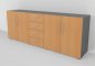 Preview: Büroschrankwand VH2 Sideboard Grafit-Buche