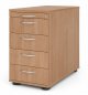 Preview: Schreibtischcontainer Standcontainer Multi 4 Schubfächer Nussbaum Bogengriffe