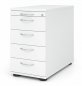 Preview: Schreibtischcontainer Standcontainer Multi 4 Schubfächer Weiß Bogengriffe
