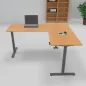Preview: Winkelschreibtisch 180 x 220 cm elektrisch höhenverstellbar Grafit Buche
