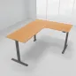 Preview: Winkelschreibtisch 180 x 220 cm elektrisch höhenverstellbar Grafit Buche
