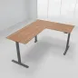 Preview: Winkelschreibtisch 180 x 220 cm elektrisch höhenverstellbar Grafit Nussbaum