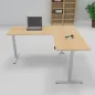Preview: Winkelschreibtisch 180 x 220 cm elektrisch höhenverstellbar Silber Ahorn