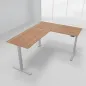 Preview: Winkelschreibtisch 180 x 220 cm elektrisch höhenverstellbar Silber Nussbaum