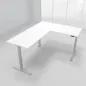 Preview: Winkelschreibtisch 180 x 220 cm elektrisch höhenverstellbar Silber Weiß
