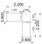 Preview: Winkelschreibtisch 220 x 220 cm H220 Stellfläche